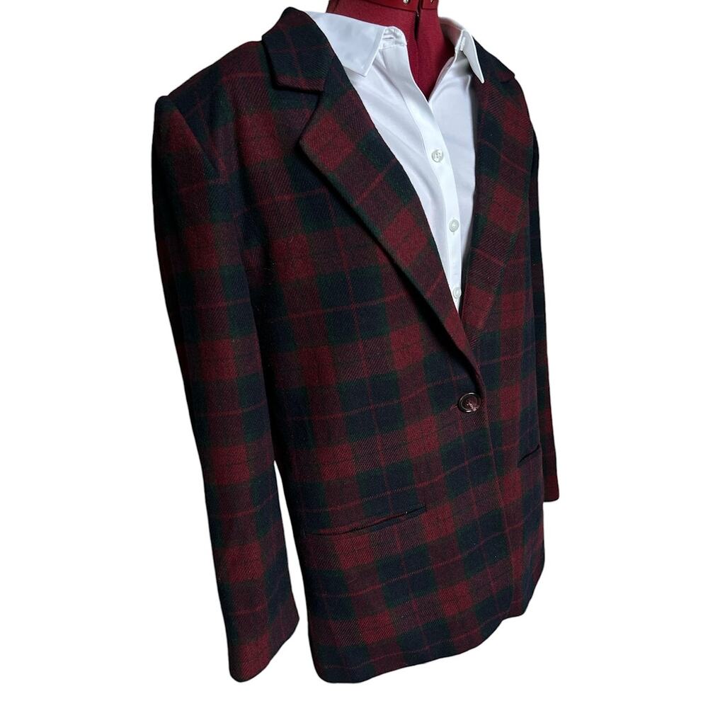 Vintage‎ Sag Harbor Women’s Size 12 Wool Blend Plaid Academia Blazer - Picture 3 of 7